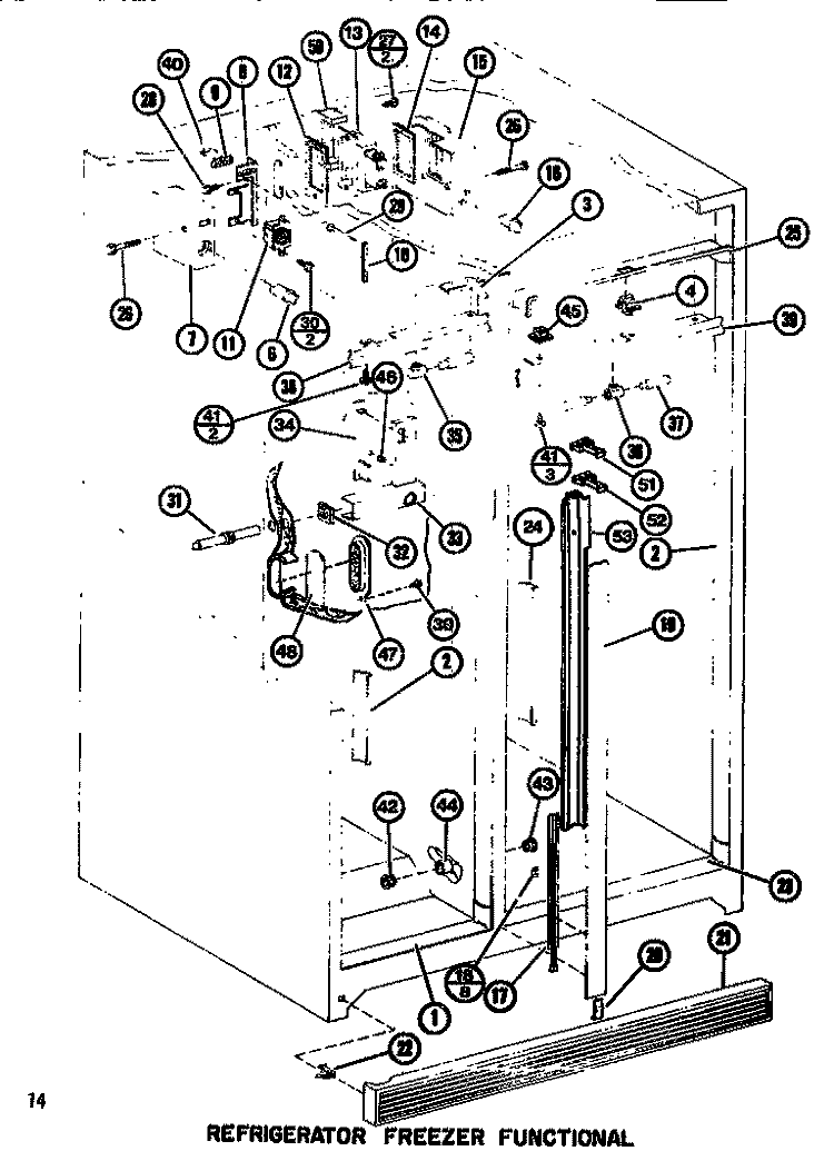 FUNCTIONAL PARTS (REF / FRZ) Diagram and Parts List for SR19F1 P7700008W Amana Refrigerator