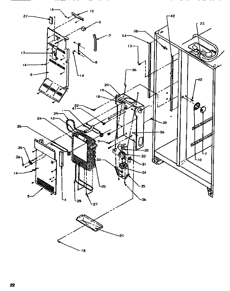 EVAP & HANDLING (FZ) Diagram and Parts List for SB520SW P1185001W W Amana Refrigerator