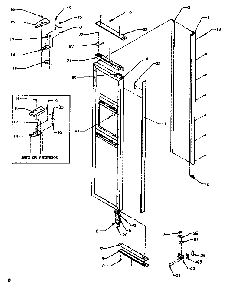 DOOR / HINGE / TRIM FZ Diagram and Parts List for SRDE520SW P1183101W W Amana Refrigerator