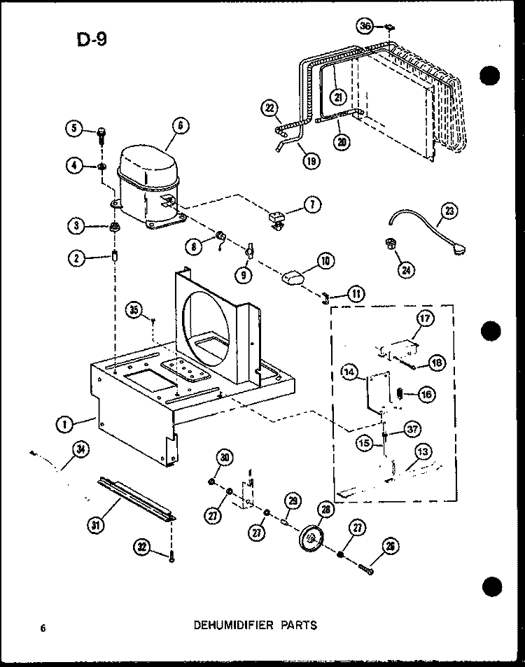 DEHUMIDIFIER PARTS Diagram and Parts List for DH2222W P6924201R Amana Dehumidifier
