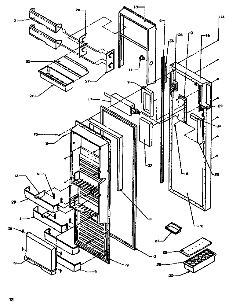 REF DOOR Diagram and Parts List for SRDE520SW P1183101W W Amana Refrigerator