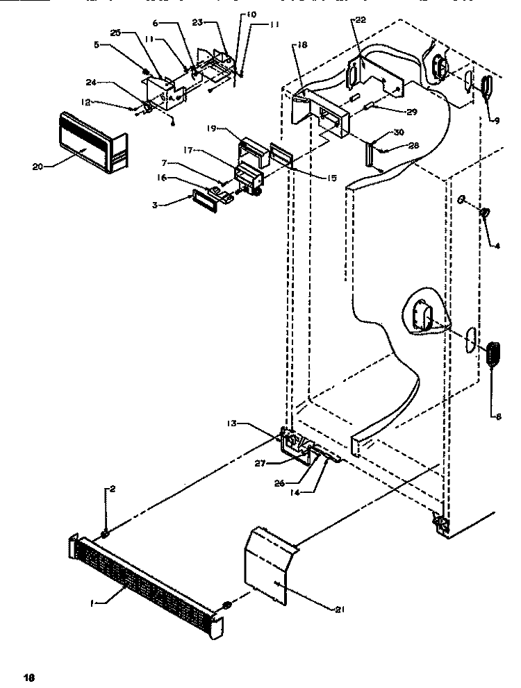 CONTROLS & CABINET (REF / FRZ) Diagram and Parts List for SRDE520SW P1183101W W Amana Refrigerator