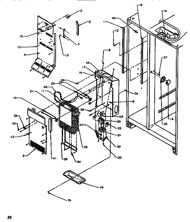 EVAP & AIR HANDLING Diagram and Parts List for SRDE520SW P1183101W W Amana Refrigerator