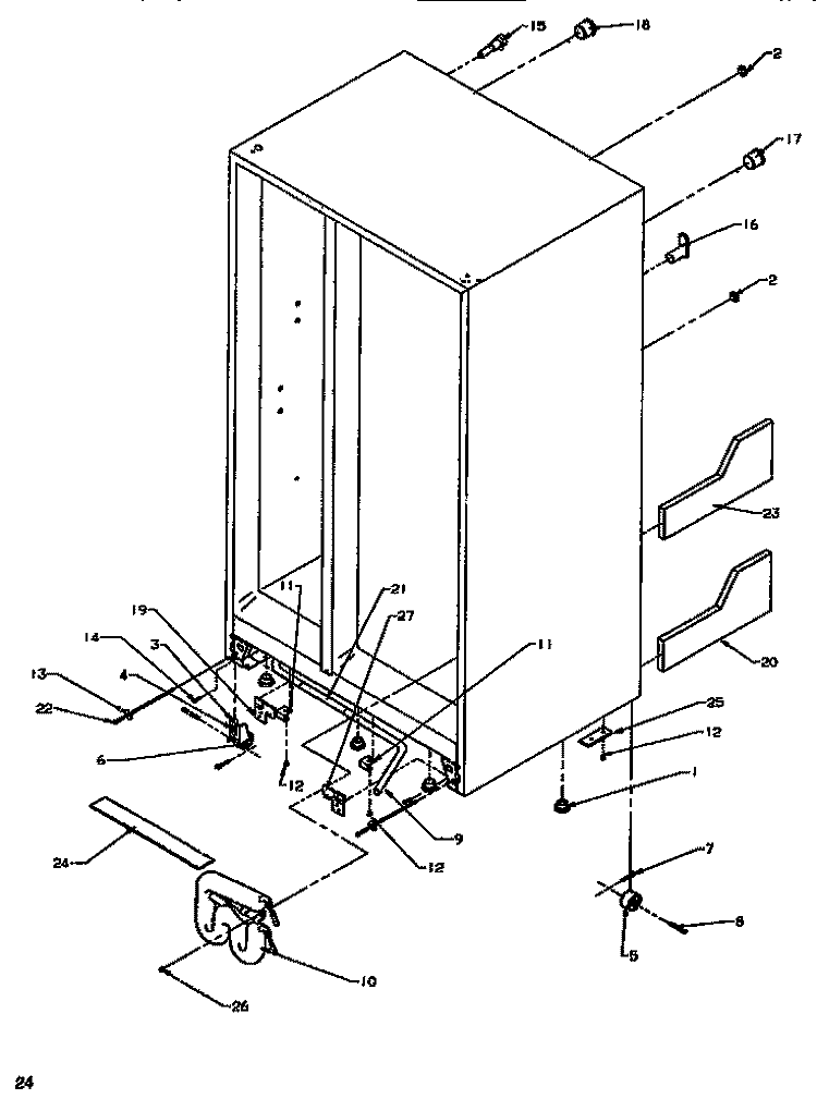 DRAIN & ROLLERS Diagram and Parts List for SRDE520SW P1183101W W Amana Refrigerator