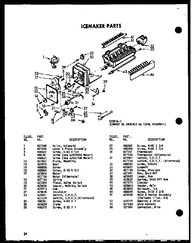 Icemaker Parts Diagram and Parts List for SRI19E-L-P74100-5WL  Amana Refrigerator