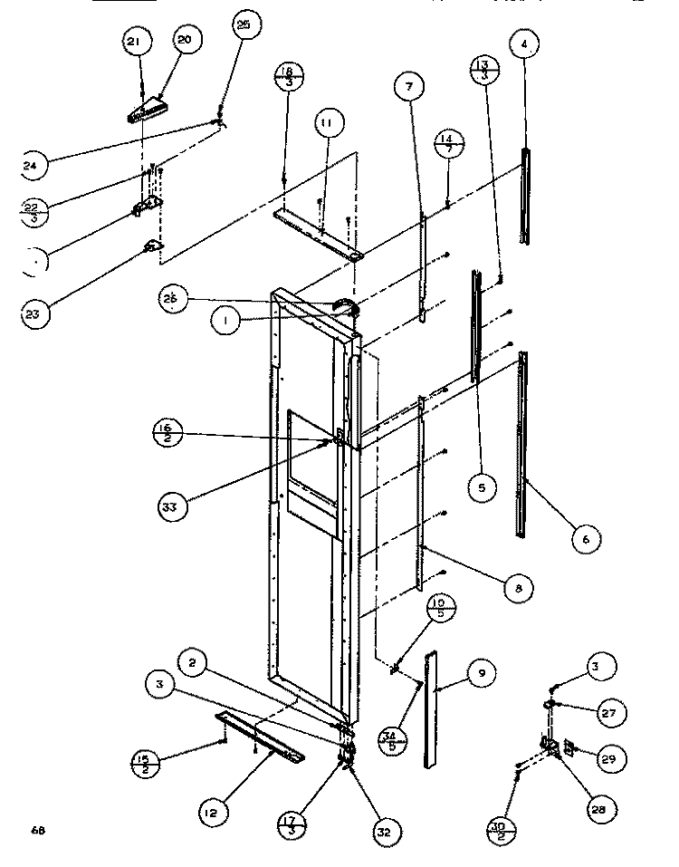 DOOR / HINGE / TRIM FZ Diagram and Parts List for SXDE526M P1164001W Amana Refrigerator