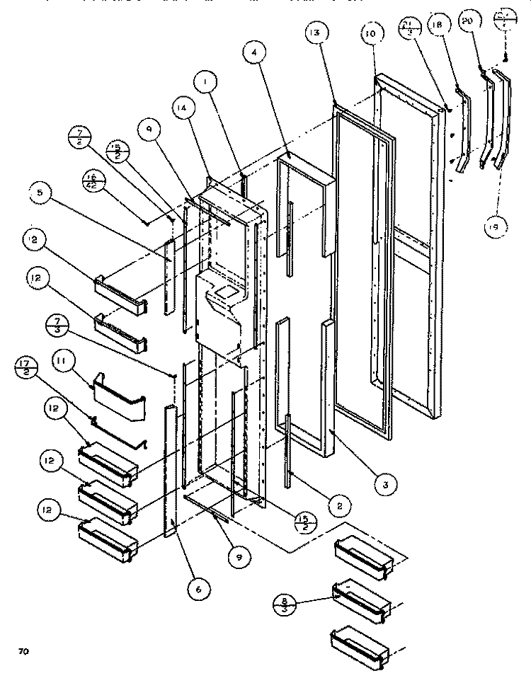 FZ DOOR Diagram and Parts List for SXDE526M P1164001W Amana Refrigerator