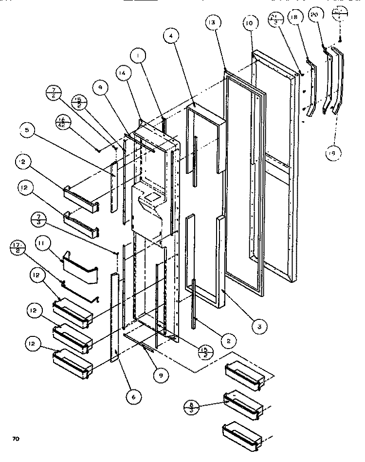 FZ DOOR Diagram and Parts List for SXDE522M P1164002W Amana Refrigerator
