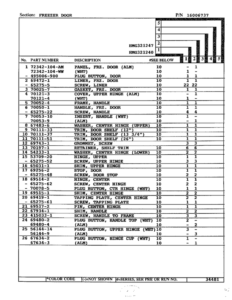 Freezer Door Page 2 Diagram and Parts List for 321240  Admiral Refrigerator