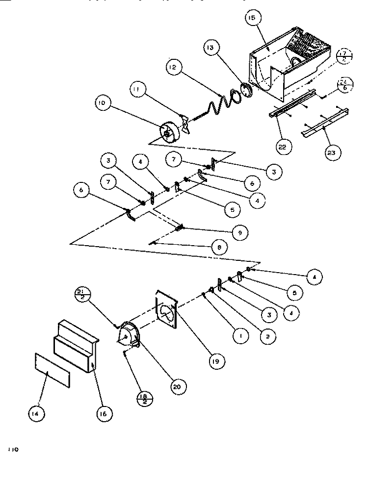 CRUSHED ICE BUCKET Diagram and Parts List for SXDE522M P1164002W Amana Refrigerator