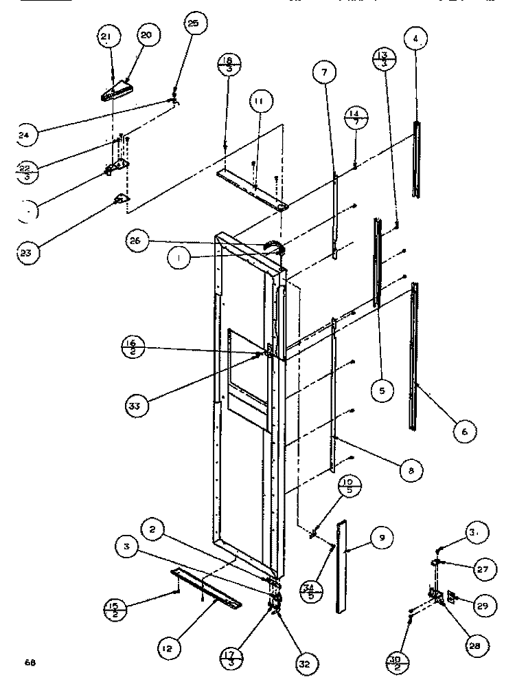 DOOR / HINGE / TRIM FZ Diagram and Parts List for ASE526K P1109904W Amana Refrigerator