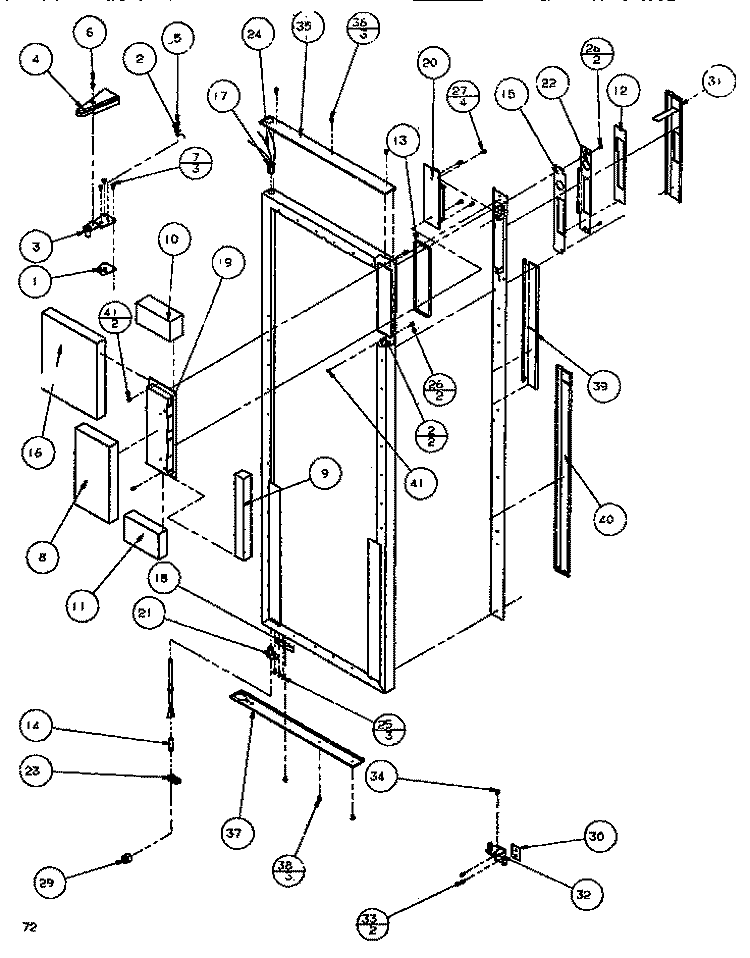 DOOR / HINGE / TRIM REF Diagram and Parts List for ASE526K P1109904W Amana Refrigerator