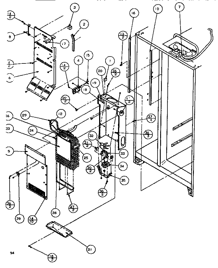 EVAP & AIR HANDLING Diagram and Parts List for ASE526K P1109904W Amana Refrigerator