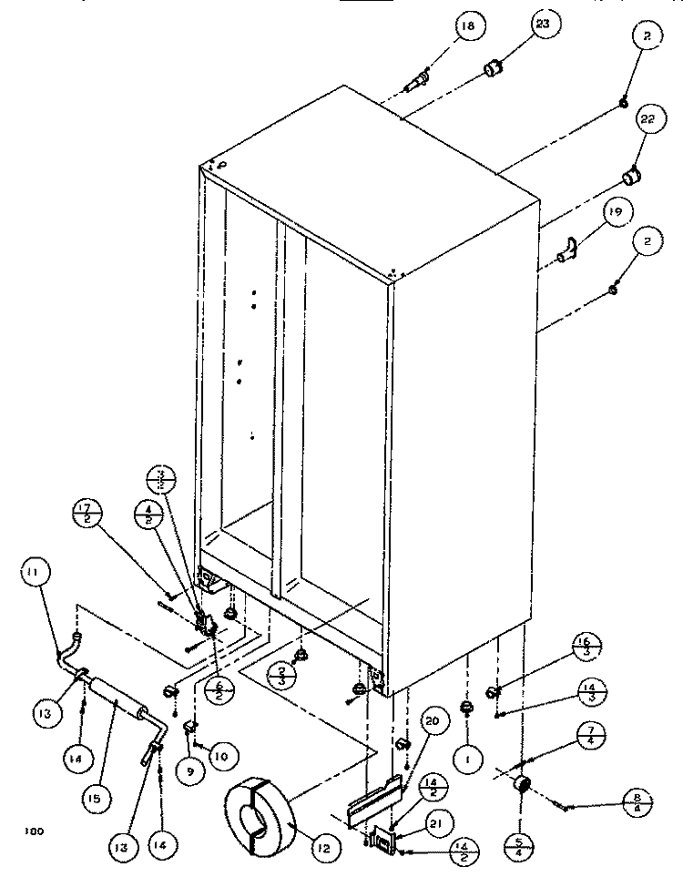 DRAIN & ROLLERS Diagram and Parts List for ASE526K P1109904W Amana Refrigerator