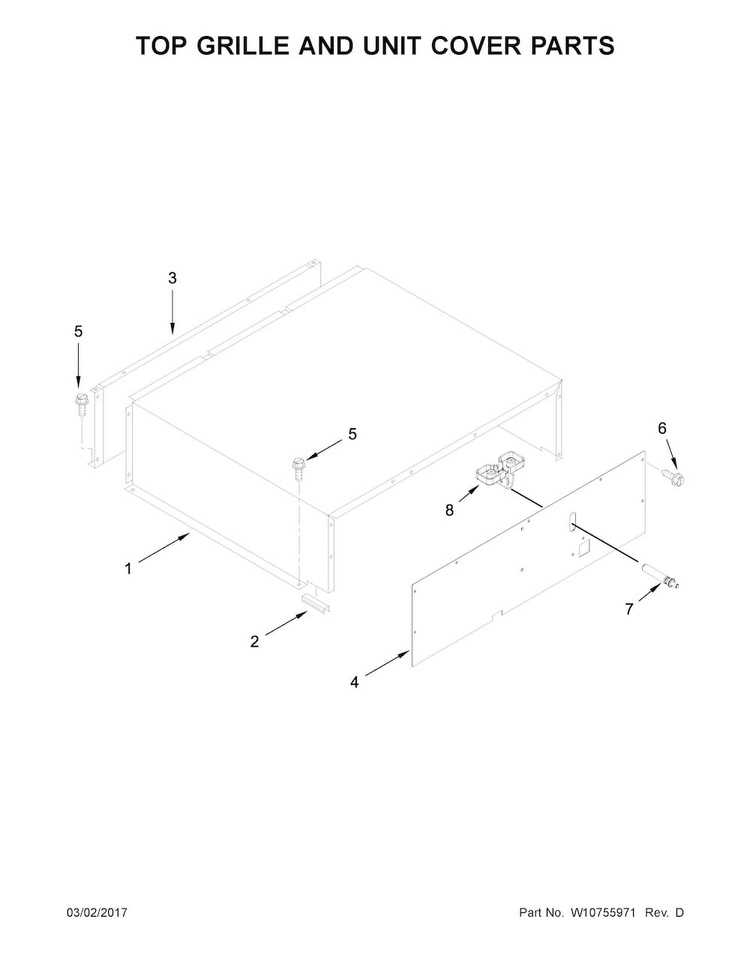 Top Grille And Unit Cover Parts Diagram and Parts List for JF36NXFXDE00  Jenn-Air Refrigerator