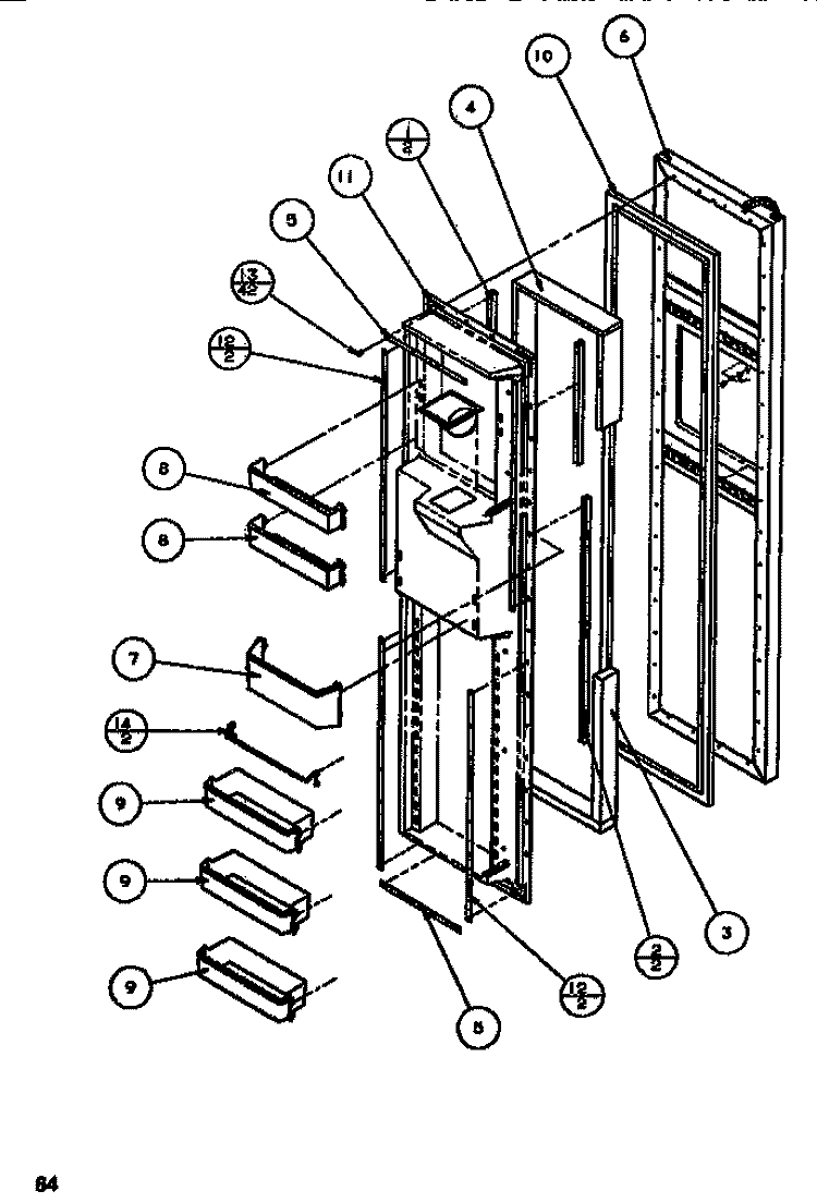 FZ DOOR Diagram and Parts List for SXDT522M P1164201W Amana Refrigerator