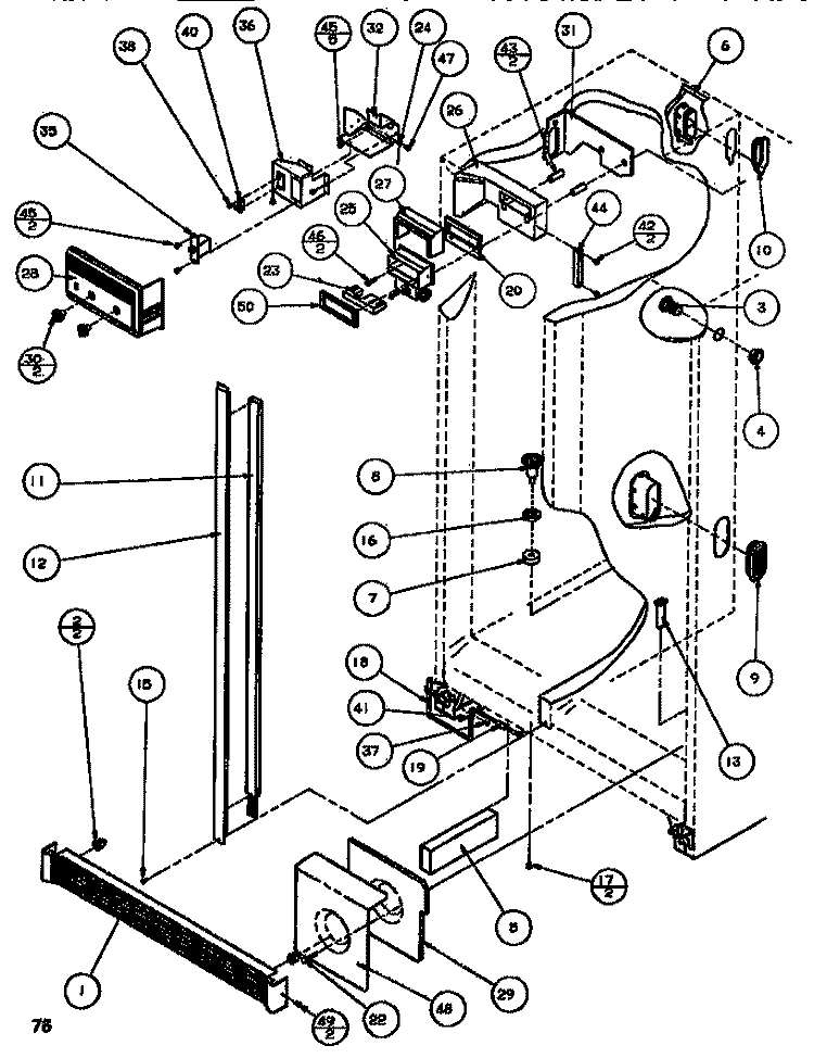 CONTROLS & CABINET (REF / FRZ) Diagram and Parts List for SXDT522M P1164201W Amana Refrigerator