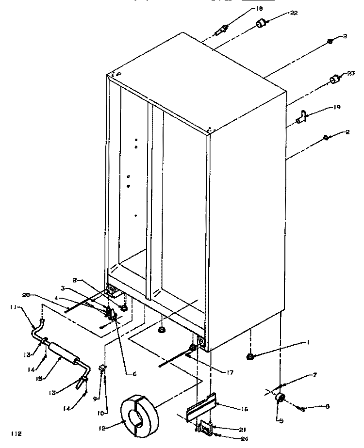 DRAIN SYSTEM & ROLLERS Diagram and Parts List for SSD522NBL P1181001W L Amana Refrigerator