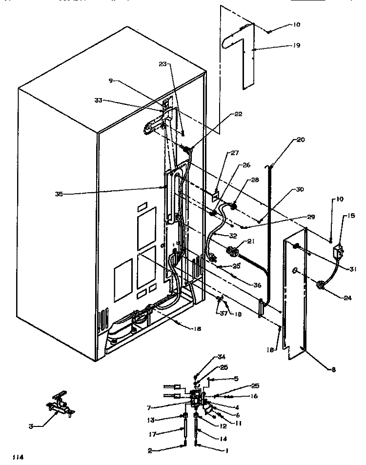 CABINET BACK Diagram and Parts List for SSD522NBL P1181001W L Amana Refrigerator