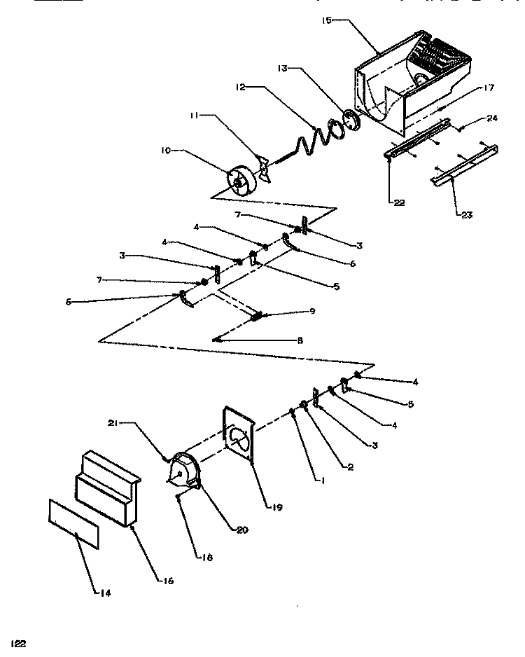 CRUSHED ICE BUCKET Diagram and Parts List for SSD522NBL P1181001W L Amana Refrigerator