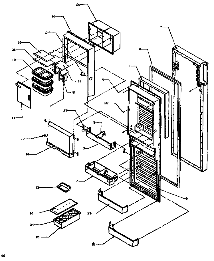 REF DOOR Diagram and Parts List for SXD520NW P1181101W W Amana Refrigerator