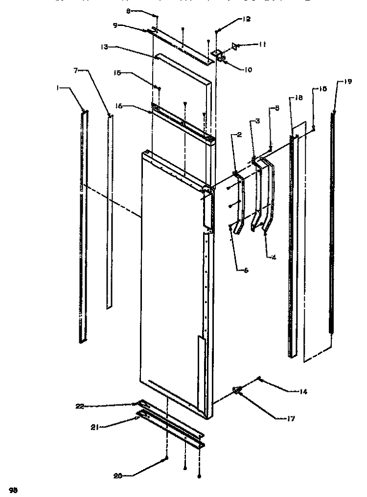 HANDLE & TRIM REF DOOR Diagram and Parts List for SXD520NW P1181101W W Amana Refrigerator