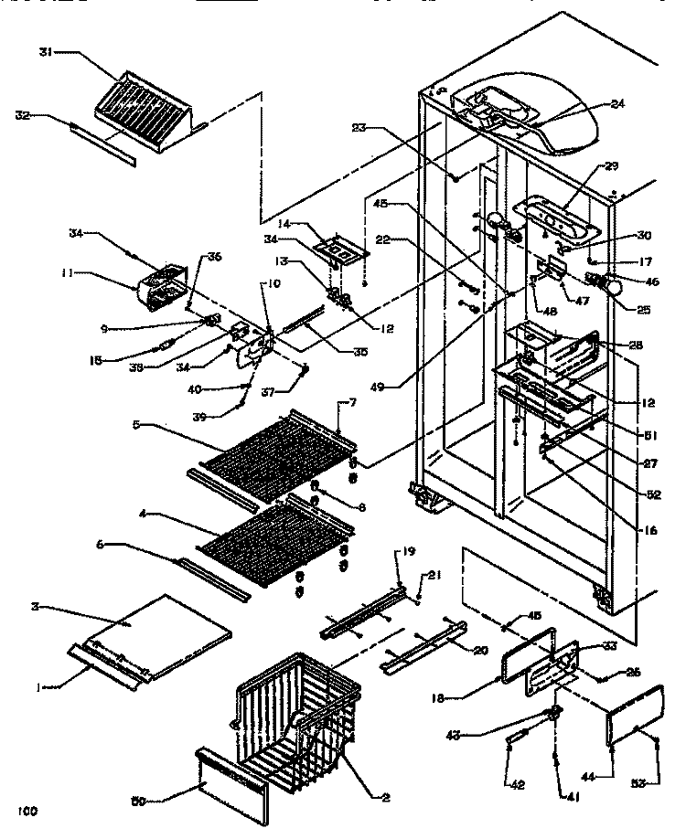FZ SHELVING & REF LIGHT Diagram and Parts List for SXD520NW P1181101W W Amana Refrigerator