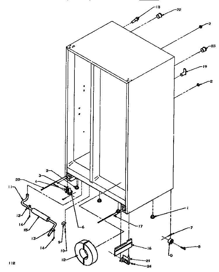 DRAIN SYSTEM & ROLLERS Diagram and Parts List for SXD520NW P1181101W W Amana Refrigerator