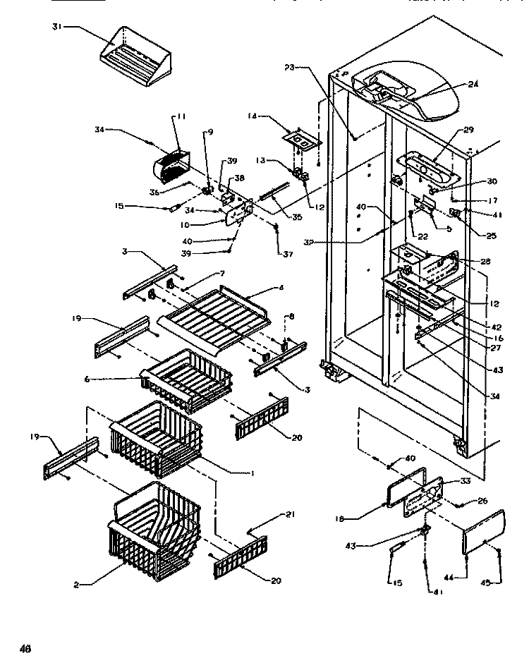 FZ SHELVING & REF LIGHT Diagram and Parts List for SXD520SL P1182401W L Amana Refrigerator