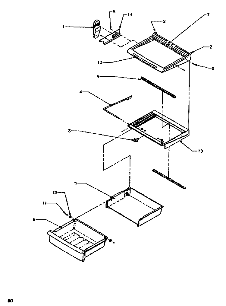 SHELVING & DRAWERS (REF) Diagram and Parts List for SXD520SL P1182401W L Amana Refrigerator