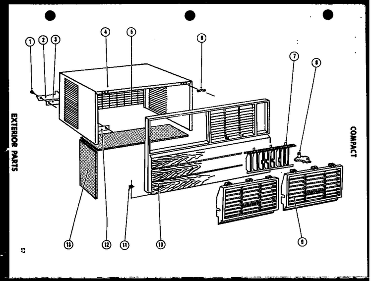 Compact Exterior Parts Diagram and Parts List for 11-5G P54390-25R Amana Air Conditioner