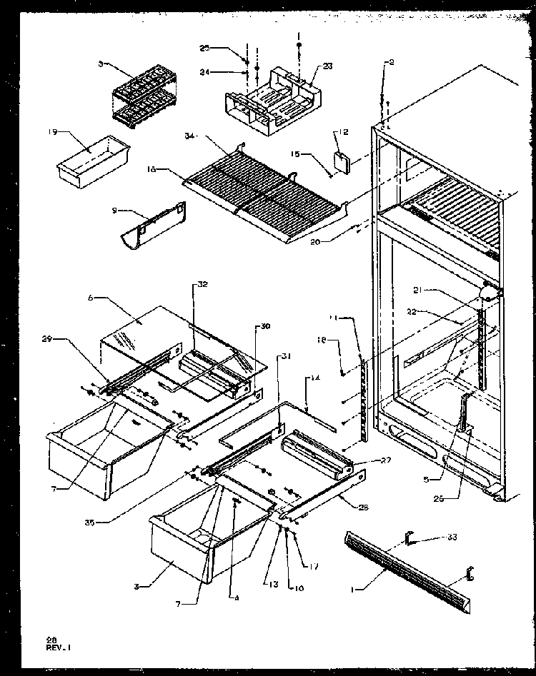 Shelves Diagram and Parts List for TS18RBW-P1158407WW  Amana Refrigerator
