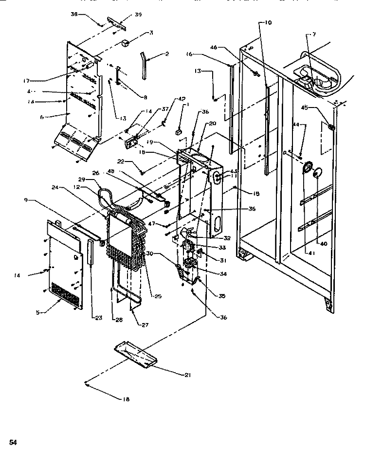 EVAP & AIR HANDLING Diagram and Parts List for SSD522SW P1184702W W Amana Refrigerator