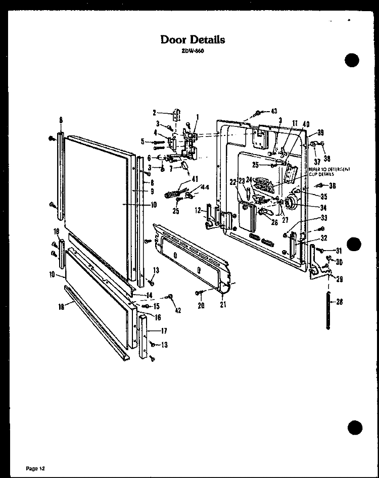 DOOR DETAILS Diagram and Parts List for ZDW-860  Amana Dishwasher