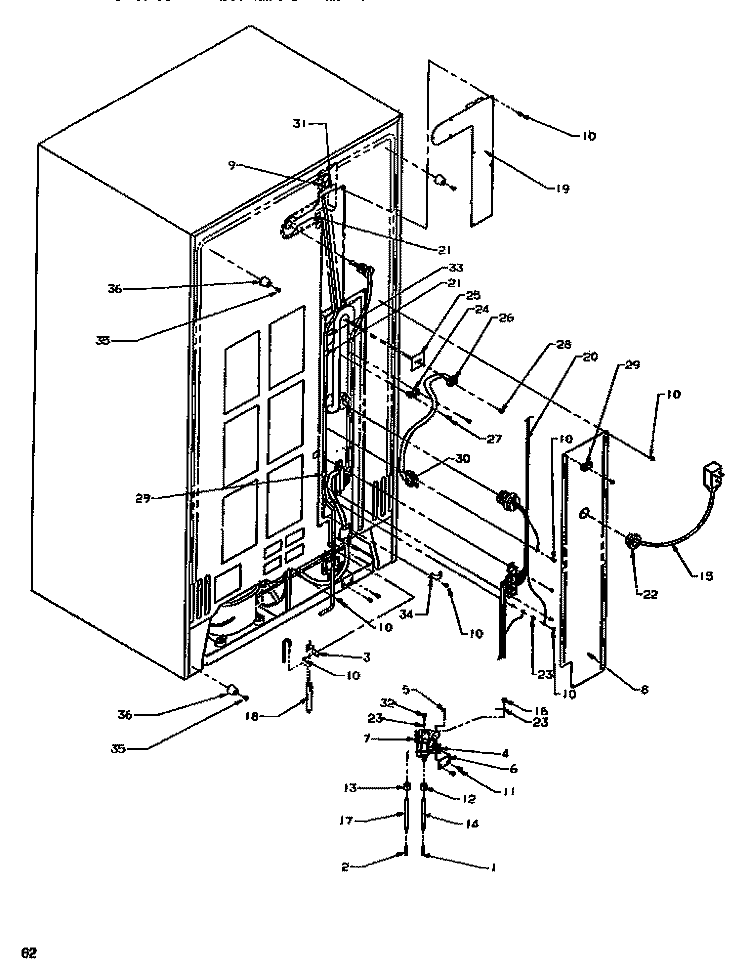 CABINET BACK Diagram and Parts List for SSD522SW P1184702W W Amana Refrigerator