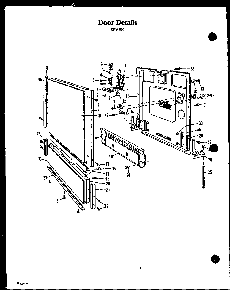 DOOR DETAILS Diagram and Parts List for ZDW-855  Amana Dishwasher