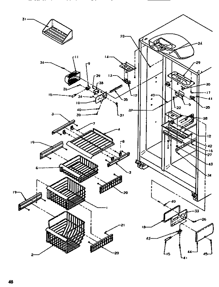 FZ SHELVING & REF LIGHT Diagram and Parts List for SRD520SW P1186301W W Amana Refrigerator