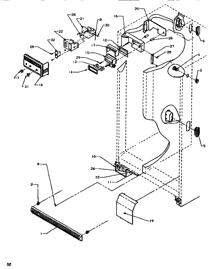 CONTROLS & CABINET (REF / FRZ) Diagram and Parts List for SRD520SW P1186301W W Amana Refrigerator