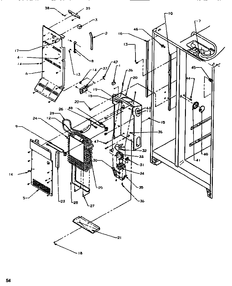 EVAP & AIR HANDLING Diagram and Parts List for SRD520SW P1186301W W Amana Refrigerator