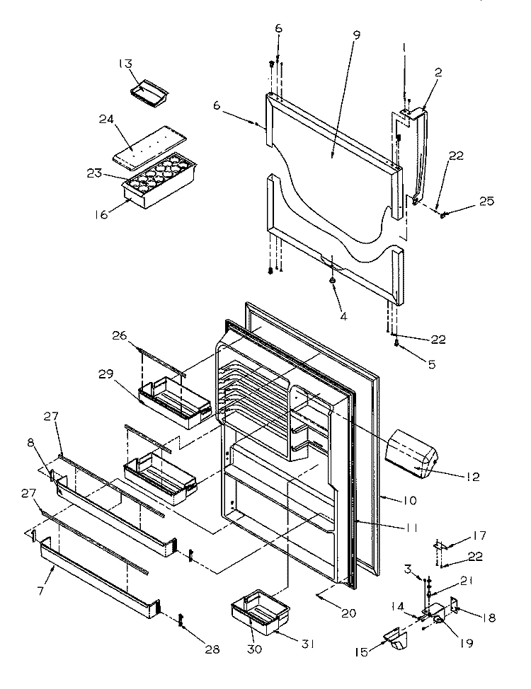 REF DOOR Diagram and Parts List for TV18S4L P1194902W L Amana Refrigerator