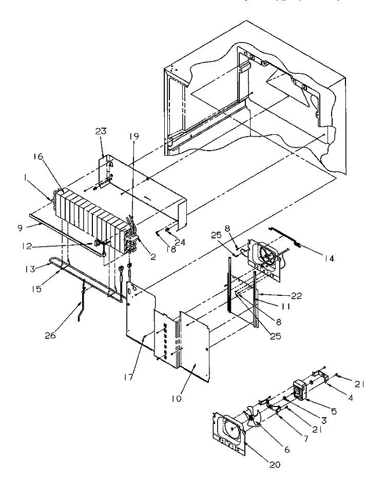 EVAP ASSY Diagram and Parts List for TV18S4L P1194902W L Amana Refrigerator