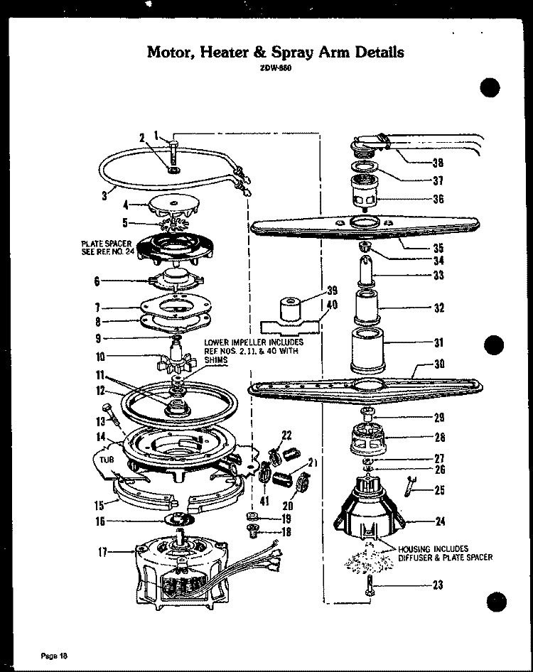 MOTOR Diagram and Parts List for ZDW-880  Amana Dishwasher