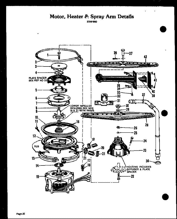 MOTOR Diagram and Parts List for ZDW-860  Amana Dishwasher