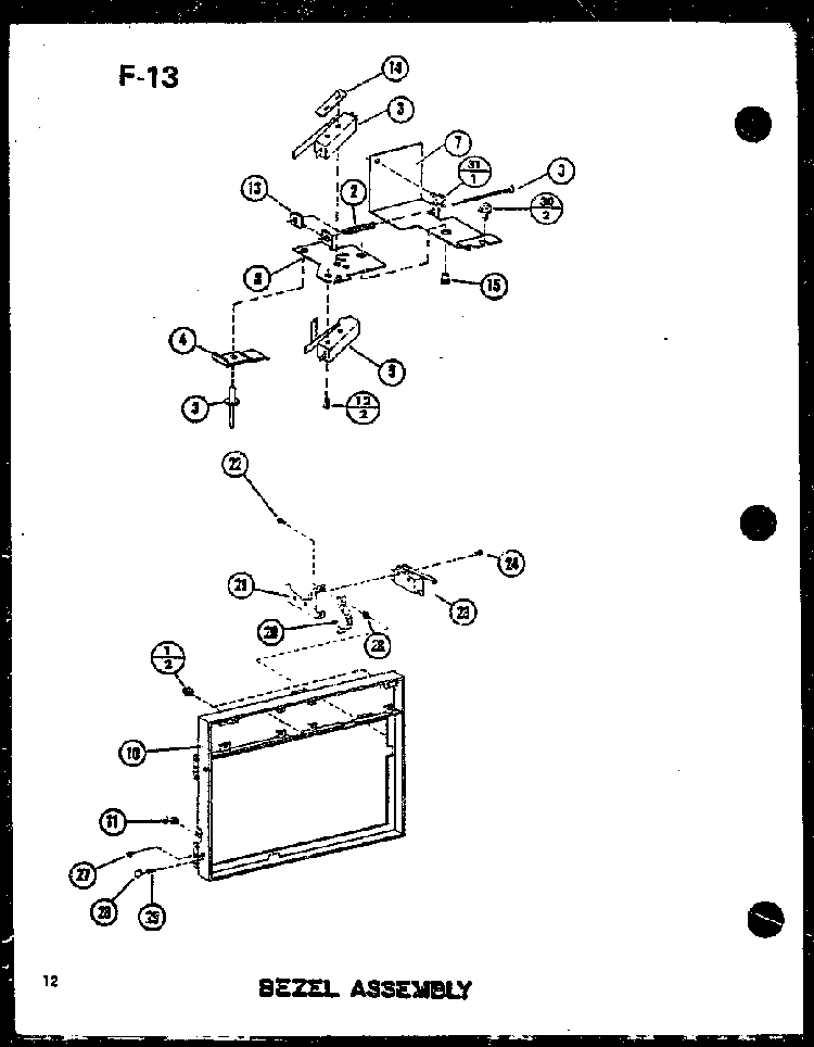 Bezel Assembly Diagram and Parts List for RC-10SD P75750-2M Amana Microwave