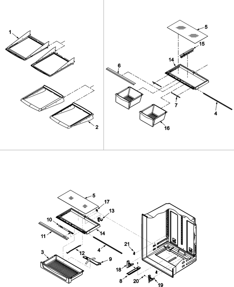 Refrigerator Shelving Diagram and Parts List for ABL2233FES0  Amana Refrigerator