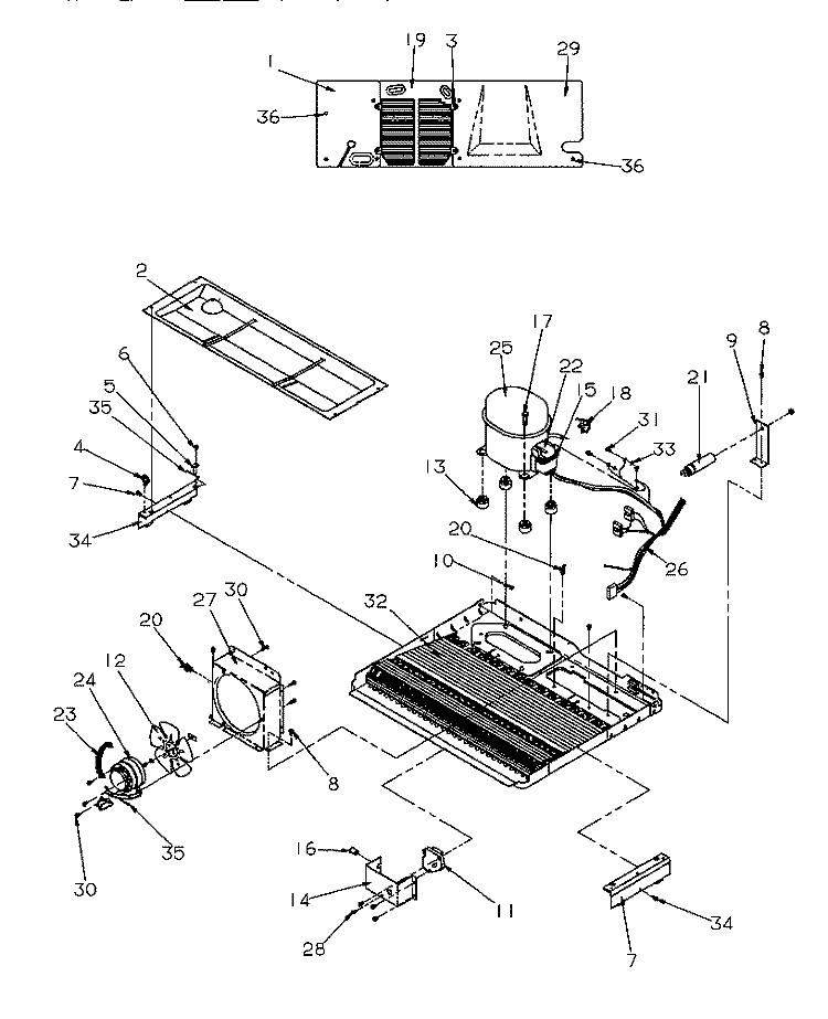 MACHINE COMPARTMENT Diagram and Parts List for SGD521SBL P1197101W L Amana Refrigerator