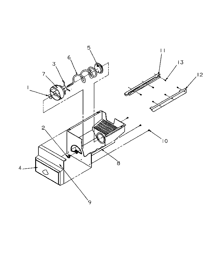 CRUSHED ICE BUCKET Diagram and Parts List for SGD521SBL P1197101W L Amana Refrigerator