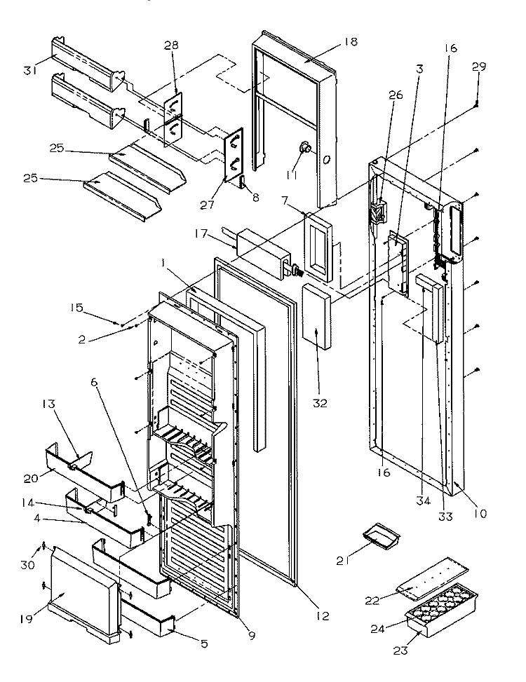 REF DOOR Diagram and Parts List for SRDE528SBW P1184902W W Amana Refrigerator