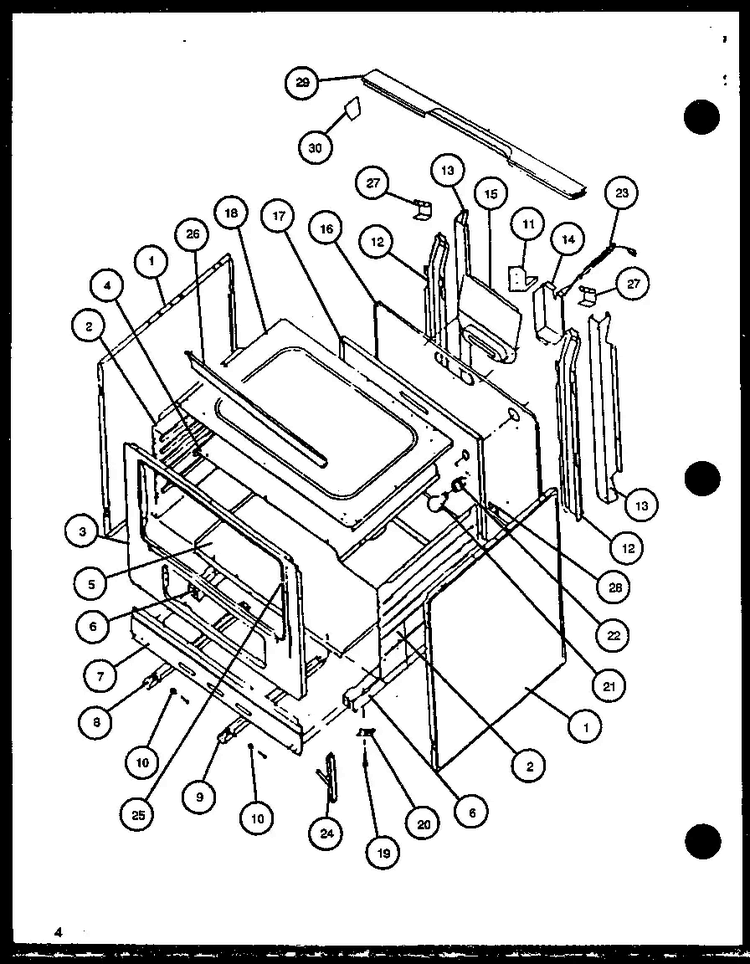 Oven Cabinet Diagram and Parts List for RLT307UL P1141098NL Caloric Range