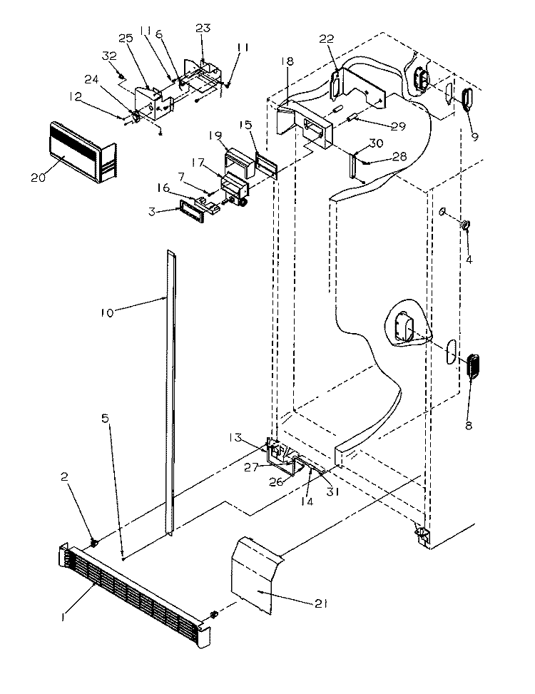 REF / FZ CONTROLS AND CABINET PARTS Diagram and Parts List for SRDE528SBW P1184902W W Amana Refrigerator